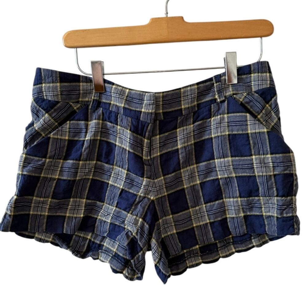 Drew Anthropologie Blue & Yellow Plaid Shorts 8